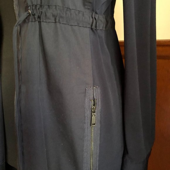 EUC Elie Tahari Navy Blue Dress Coat Cotton Blend Utility Jacket, Size 4 - Picture 4 of 6